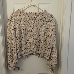 En Creme Multicolor chenille  Speckled Sweater